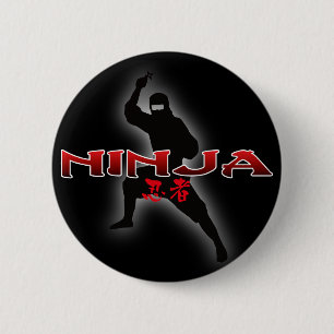 Badge Rond 5 Cm Ninja Silhouette