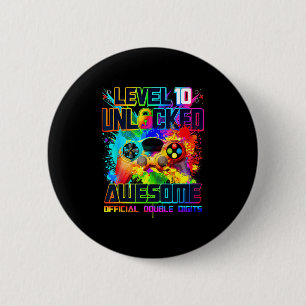 Badge Rond 5 Cm Niveau 10 Débloqué Anniversaire de garçon de jeu v