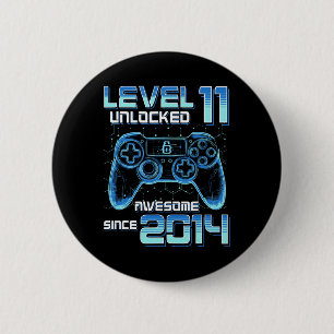 Badge Rond 5 Cm Niveau 11 Débloqué Fête de jeu vidéo 11e Anniversa
