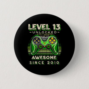 Badge Rond 5 Cm Niveau 13 Jeu vidéo déverrouillé 13e anniversaire 