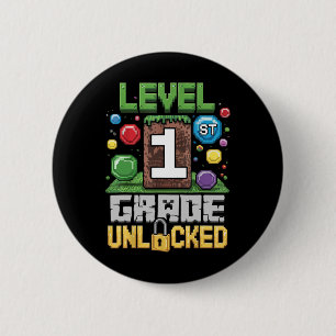 Badge Rond 5 Cm Niveau 1re année Déverrouillé Jeu vidéo Premier jo