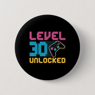 Badge Rond 5 Cm Niveau 30 déverrouillé Jeu Anniversaire