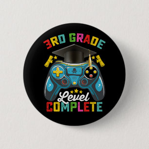 Badge Rond 5 Cm Niveau 3e année diplômé jeu de jeu vidéo joueur