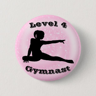 Badge Rond 5 Cm Niveau 4 Gymnaste - Bouton Girls Gymnastique
