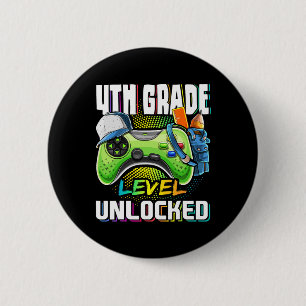 Badge Rond 5 Cm Niveau 4e jeu vidéo débloqué Ck retour à l'école B