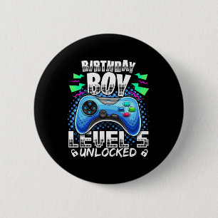 Badge Rond 5 Cm Niveau 5 Jeu vidéo déverrouillé 5e Jeu d'anniversa