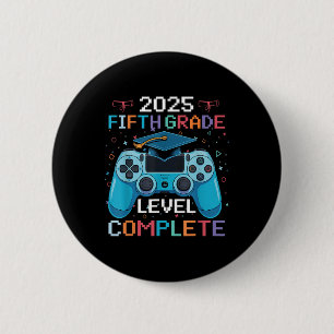 Badge Rond 5 Cm Niveau 5e année Complet Vidéo Gamer Garçon Graduat