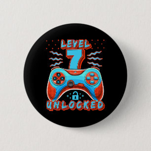 Badge Rond 5 Cm Niveau 7 Jeu vidéo déverrouillé 7e Jeu d'anniversa