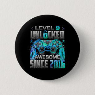 Badge Rond 5 Cm Niveau 9 Débloqué Incroyable Depuis Anniversaire 9