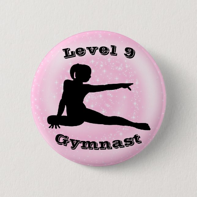 Badge Rond 5 Cm Niveau 9 Gymnaste - Bouton Girls Gymnastique (Devant)