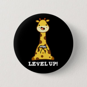 Badge Rond 5 Cm Niveau Haut Funny Giraffe Jeu Pun Dark BG