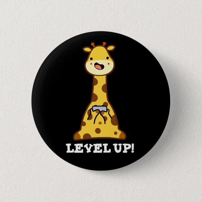 Badge Rond 5 Cm Niveau Haut Funny Giraffe Jeu Pun Dark BG (Devant)