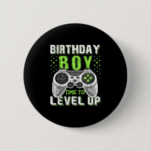 Badge Rond 5 Cm Niveau supérieur garçon d'anniversaire jeu vidéo -