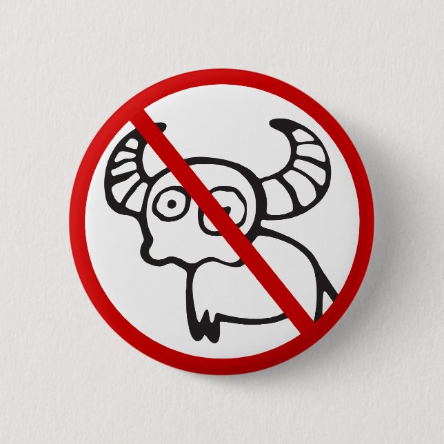 Badge Rond 5 Cm NO Bison d'eau ⚠ drôle Asiatique signes thaïlandai (Devant)