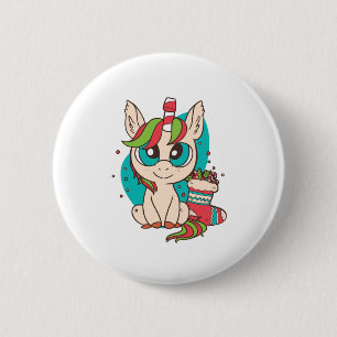 Badge Rond 5 Cm Noël à la licorne