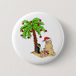 Badge Rond 5 Cm Noël à la plage