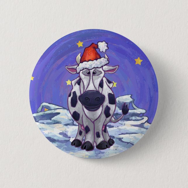 Badge Rond 5 Cm Noël à la vache (Devant)