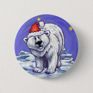 Badge Rond 5 Cm Noël à l'ours polaire