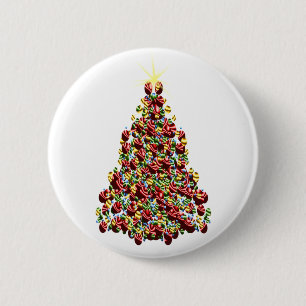 Badge Rond 5 Cm Noël Arbre décoré