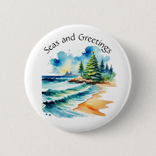 Badge Rond 5 Cm Noël au Beach Button