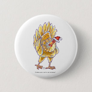 Badge Rond 5 Cm Noël au poulet