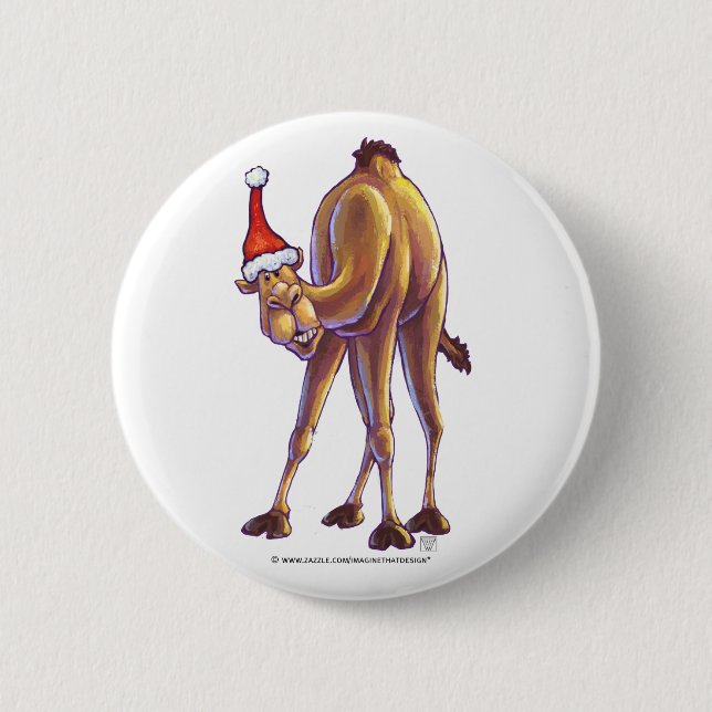 Badge Rond 5 Cm Noël aux chameaux (Devant)