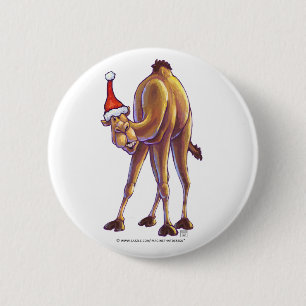 Badge Rond 5 Cm Noël aux chameaux