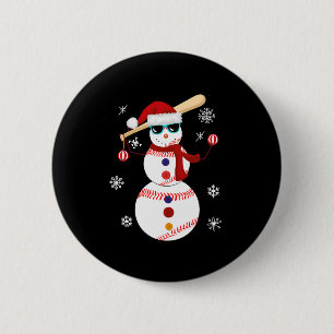Badge Rond 5 Cm Noël Baseball Snowman Santa Hat Cadeau