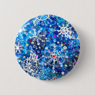 Badge Rond 5 Cm Noël blanc