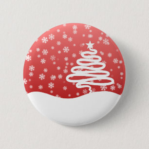 Badge Rond 5 Cm Noël blanc