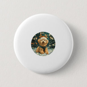 Badge Rond 5 Cm Noël Cavapoo Reindeer Chien Santa Hat Cute Holi