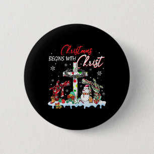 Badge Rond 5 Cm Noël Commence Avec Christ Snowman Christian Rel