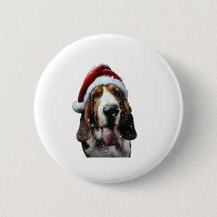 Badge Rond 5 Cm Noël de Basset Hound
