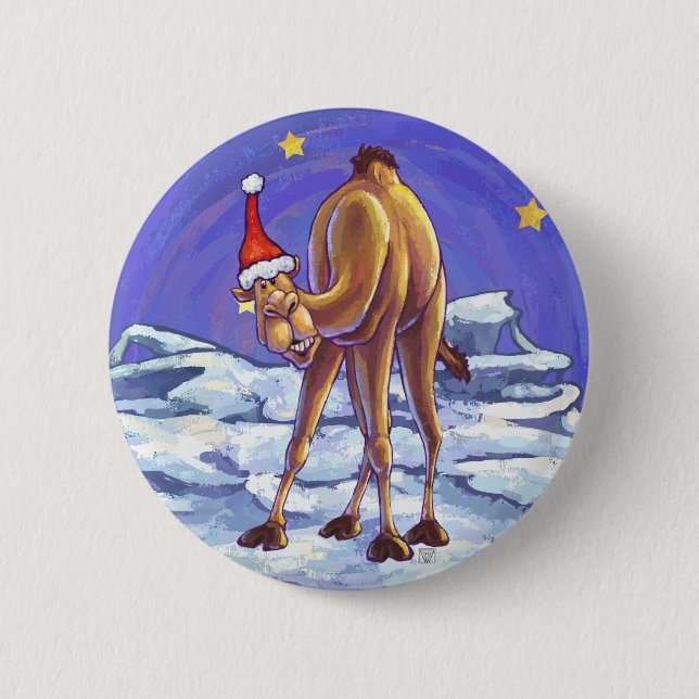 Badge Rond 5 Cm Noël de chameau (Devant)