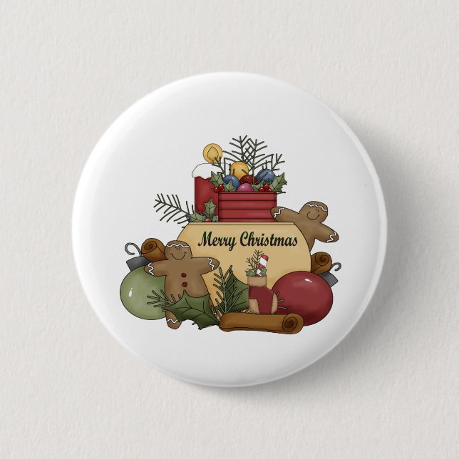 Badge Rond 5 Cm Noël de Gingerman (Devant)