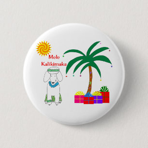 Badge Rond 5 Cm Noël de Hawaïen de caniche