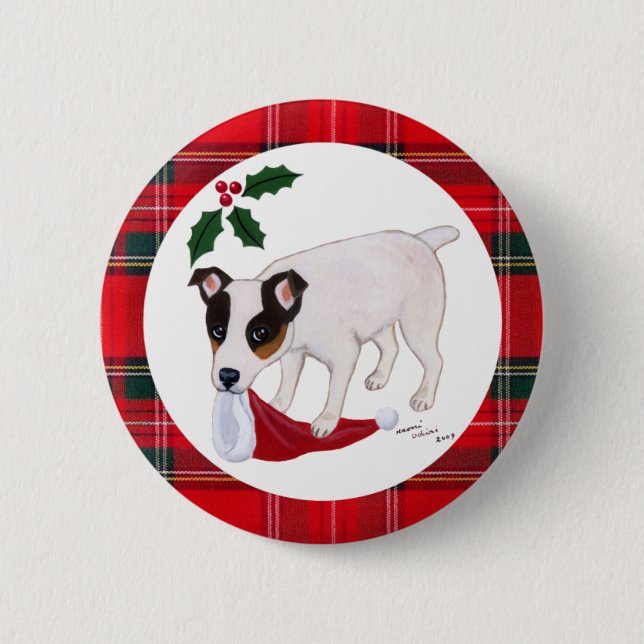 Badge Rond 5 Cm Noël de Jack Russell Terrier (Devant)