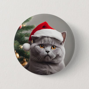 Badge Rond 5 Cm Noël de Shorthair britannique