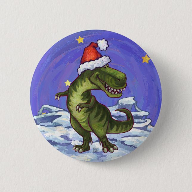 Badge Rond 5 Cm Noël de Tyrannosaurus (Devant)