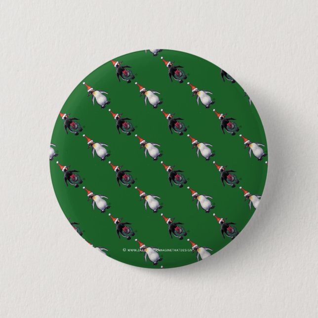 Badge Rond 5 Cm Noël des pingouins (Devant)