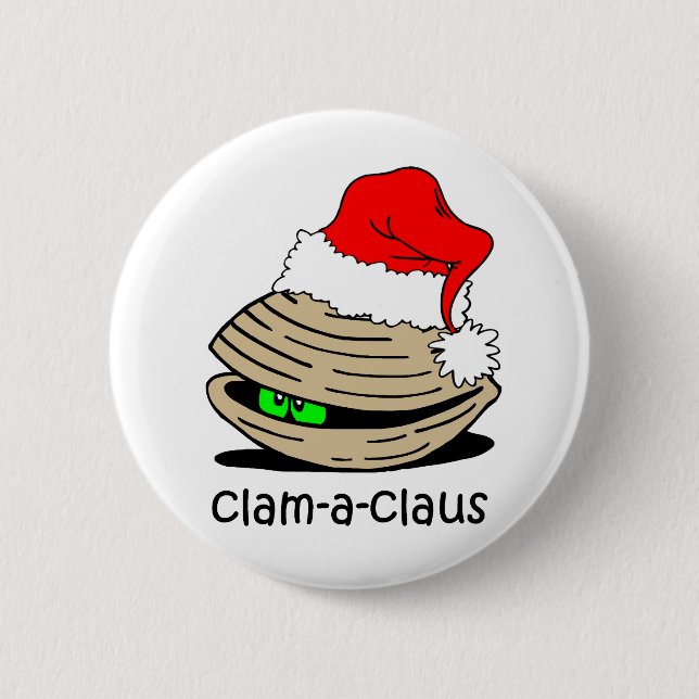 Badge Rond 5 Cm Noël drôle de palourde (Devant)