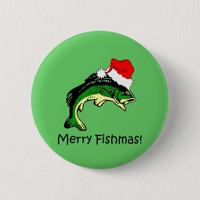 Badge Rond 5 Cm Noël drôle de pêche (Devant)