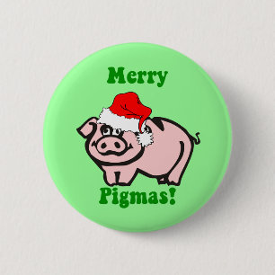 Badge Rond 5 Cm Noël drôle de porc