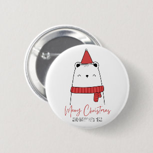 Badge Rond 5 Cm Noël du chat drôle
