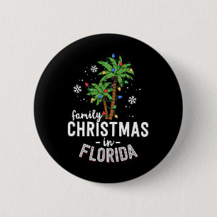 Badge Rond 5 Cm Noël en famille en Floride Palmiers Plage de Noël