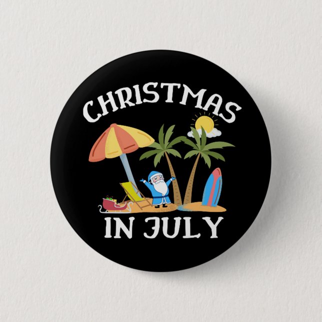 Badge Rond 5 Cm Noël En Juillet (Devant)