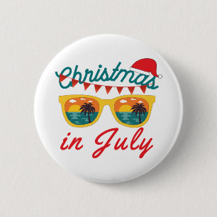 Badge Rond 5 Cm Noël En Juillet
