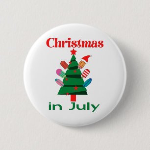 Badge Rond 5 Cm Noël en juillet