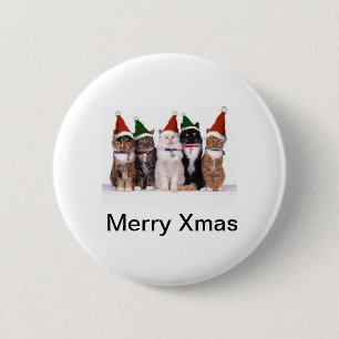 Badge Rond 5 Cm Noël félin