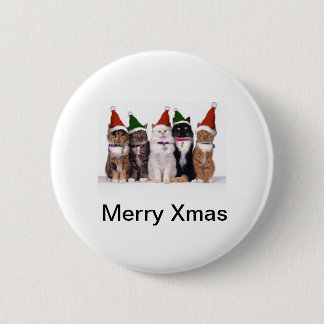 Badge Rond 5 Cm Noël félin